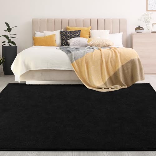 Large Modern Area Rug 7x10 Feet Black - Soft Non-Slip Living Room & Bedroom Carpet - Variation of THIS listing