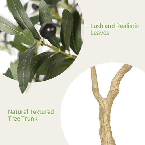5ft Artificial Olive Tree with White Exquisite Planter - Indoor Decor
