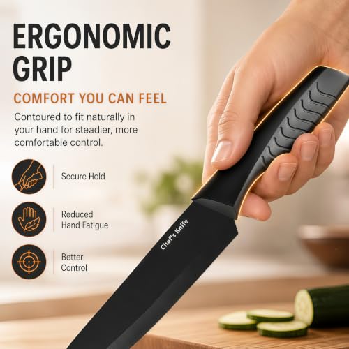 Black 14-Piece Knife Set with Built-in Sharpener and Block – Dishwasher Safe
