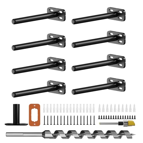 8pcs Heavy Duty Invisible Floating Shelf Brackets 6-Inch Black Wall Shelf Support