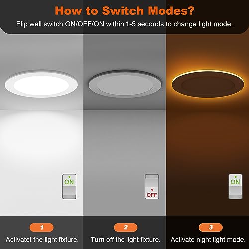 6 Pack ZYC Recessed LED Ceiling Lights 6 Inch Dimmable Night Light 5 CCT