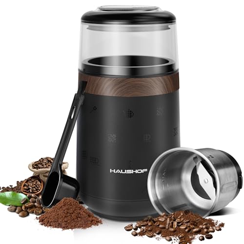 Electric Coffee Grinder with One-Touch Operation and Removable Stainless Steel Bowl