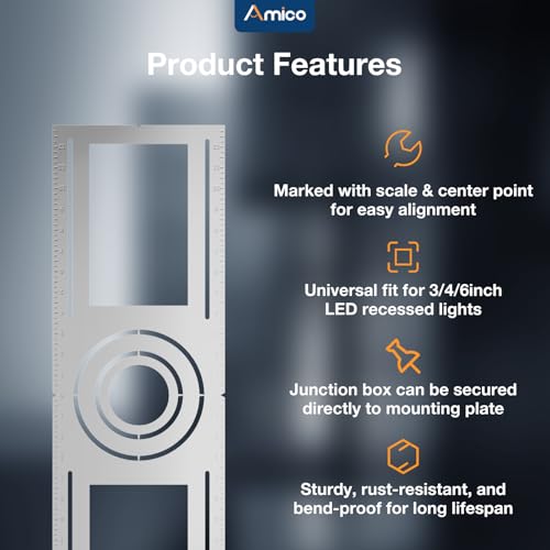Amico 26 Inch New Construction Mounting Plate for Recessed LED Lights - Pack of 24