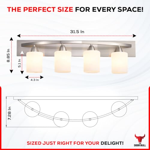Bathroom Vanity Light Fixture - 4 Lights Brushed Nickel Variation