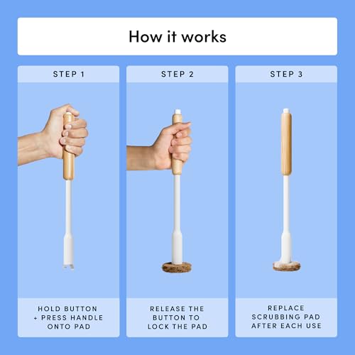 Toilet Brush Set with Holder & Coconut Husk Scrubbing Pads - Starter Kit