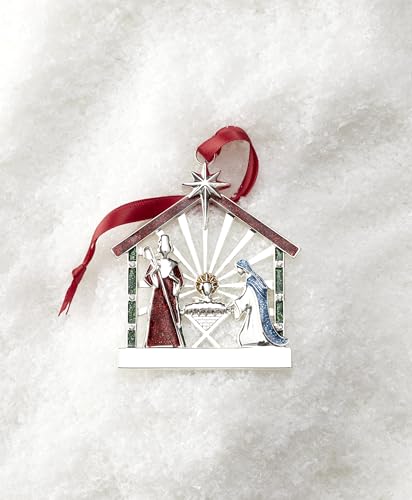 Lenox Nativity Ornament - Christmas Hanging Silverplate Charm