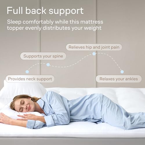 White Twin XL Mattress Topper - Ultra Soft & Cooling Support, Adjustable Straps