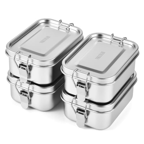 4 Pack 550ml Stainless Steel Bento Lunch Boxes Leakproof Food Containers