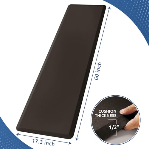 KitchenClouds Chocolate Cushioned Anti-Fatigue Kitchen Mat 60"L x 17.3"W