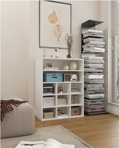 Stackable 9-Cube Shoe Organizer Rack with 2-Tier Shelf - White Wood Storage