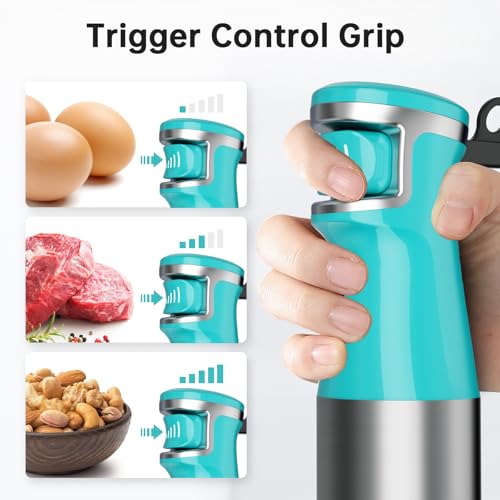 Turelar Cyan Blue 1100W Handheld Immersion Blender 5-in-1 Set