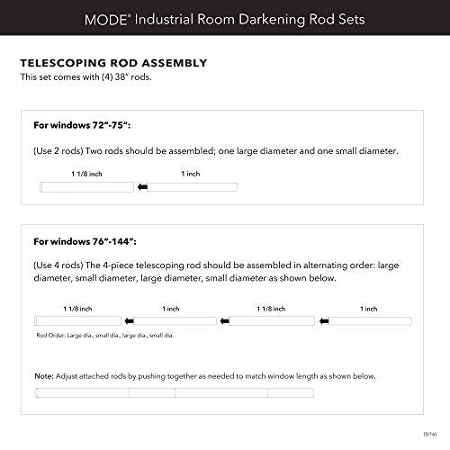 MODE Industrial Gold Curtain Rod 76-144 Inches for Darkening Windows, Adjustable Fit
