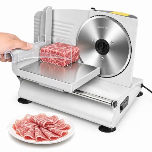 200W Electric Meat Slicer Machine for Home Use, Food Deli Slicer with Adjustable Thickness