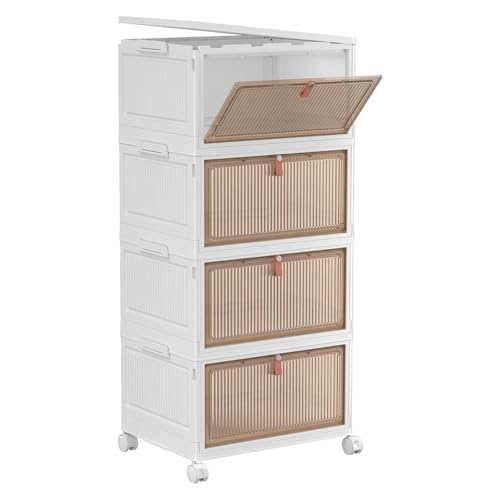 YFXCVSL 4-Tier 32QT Stackable Plastic Storage Bins with Lids