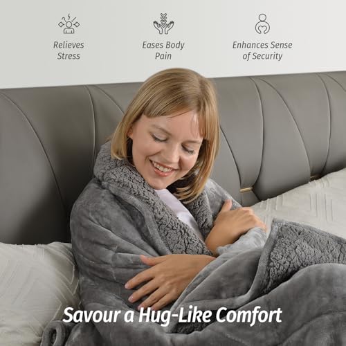 Weighted Blanket for Adults 15 lbs King Grey Sherpa Fleece 80x87 Variation of THIS listing