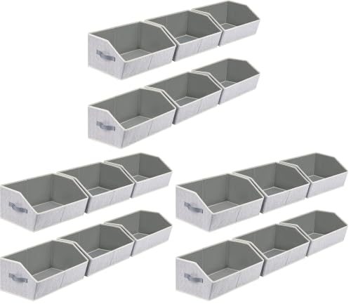 Large Closet Organizer Bins - 18 Pack Fabric Storage Cubes with Handles, Trapezoid Design