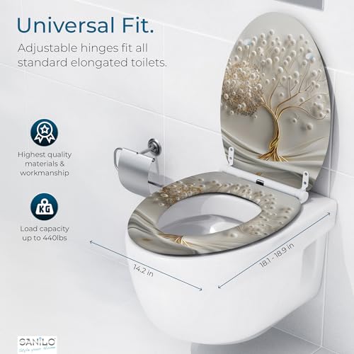 Sanilo Wooden Toilet Seat with Quick Release Soft Close Tree of Life - Elongated