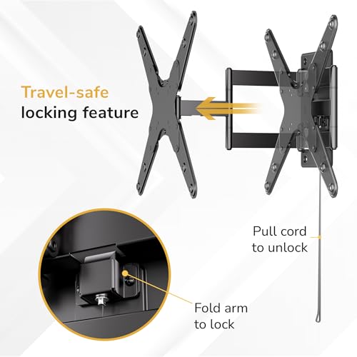 Lockable RV TV Wall Mount 23-55 Inch Full Motion with 400x400 VESA