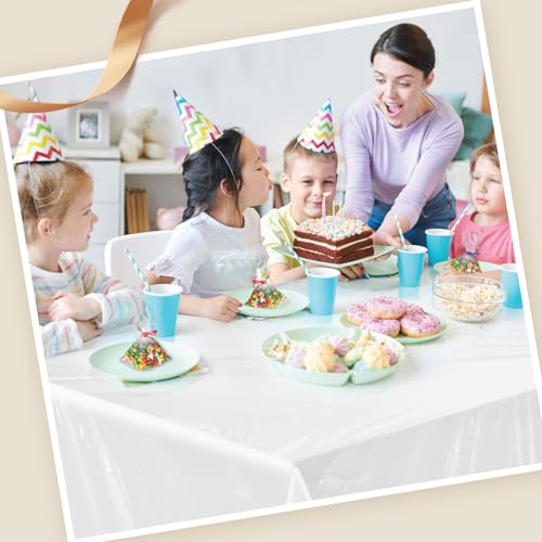 Plastic Table Cover Roll 54 Inch X 300 Feet White Disposable Tablecloth with Cutter Box for Parties & Events - Variation: White / 54 in X 300 ft