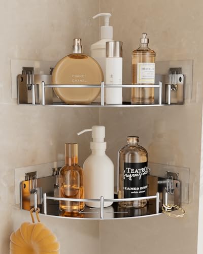 2 Pack Corner Shower Caddies - Stainless Steel 304 Wall-Mounted Bathroom Shelves