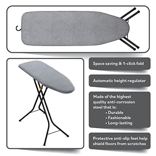 Bartnelli Pulse Ironing Board Black/Gray - Space Saving European Made Foldable Ironing System