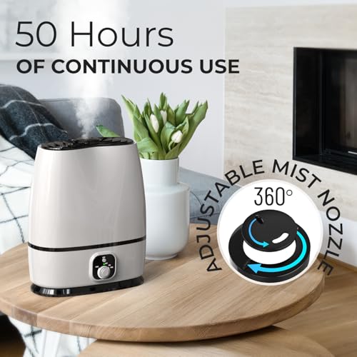 Everlasting Comfort White 6L Ultrasonic Bedroom Humidifier, Quiet 28dB Cool Mist