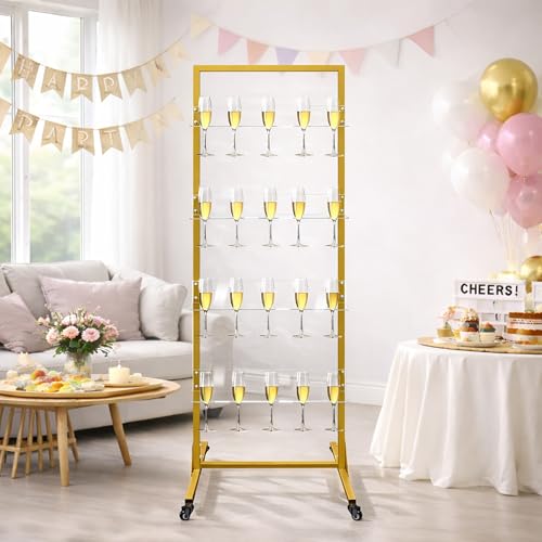 4-Tier Champagne Wall Holder and Display Stand for Wine Glasses