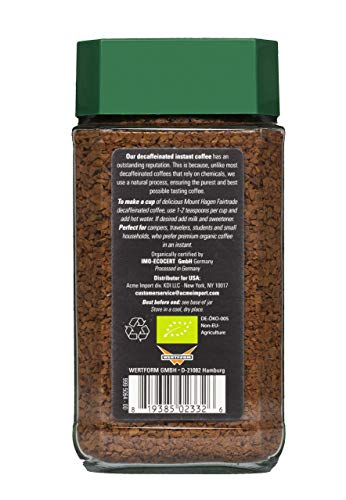 Mount Hagen Organic Decaf Coffee 3.53oz Jar Pack of 3 - Arabica, Freeze-Dried, Fair Trade