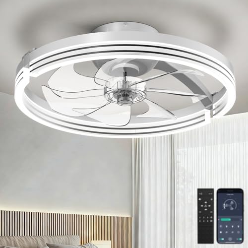 20-Inch Ceiling Fan with Lights Remote Control & App, Low Profile Fandelier