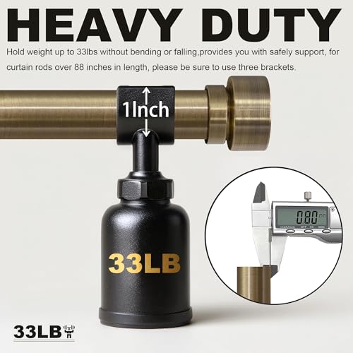 Lootkell Adjustable Antique Bronze Curtain Rod Set 48-88 Inches Heavy Duty with Solid Metal Finials