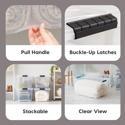 6-Pack Clear Plastic Storage Bins with Lids - Stackable, BPA-Free Organization Containers
