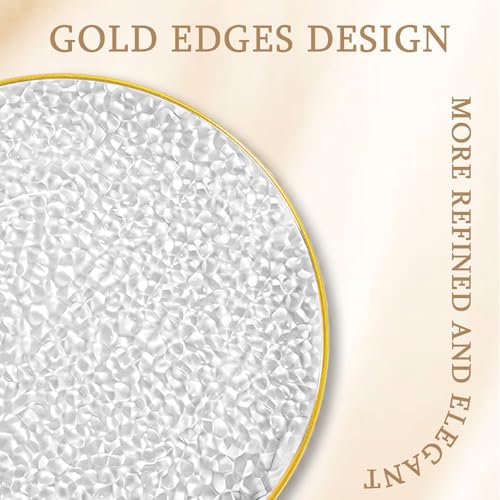 100 Pcs Clear Gold Plastic Plates - 7 Inch Small Hammered Disposable Party Plates Variation of THIS listing