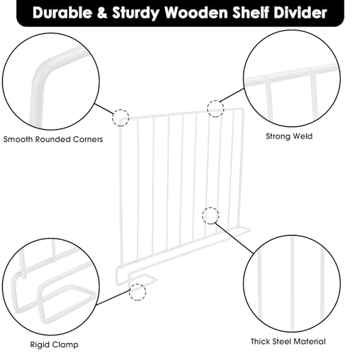 SSAWcasa White Shelf Dividers 8 Pack for Closet & Home Organization