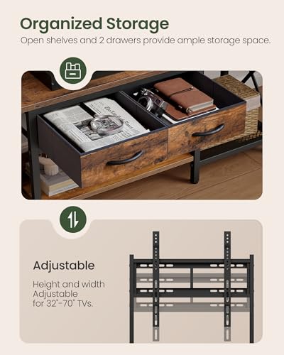 CHOEZON 55.5-Inch Adjustable TV Stand with Mount, LED Lights & Power Outlet