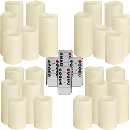 24-Pack Waterproof Outdoor Flameless Candles Set - Ivory, Remote & Timer Included