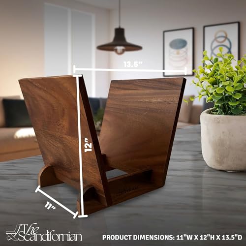 Wood Vinyl Record Holder Shelf - Rustic Modern LP Storage Rack for 25-40 Albums