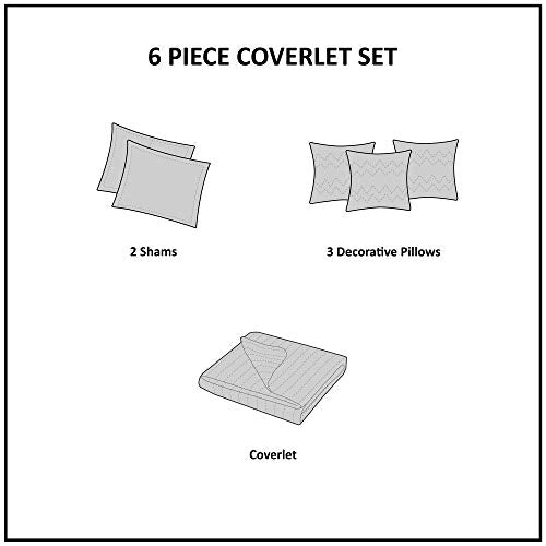 Madison Park Coastal Quilt Set 6PC King/Cal King Blue/White Reversible Coverlet