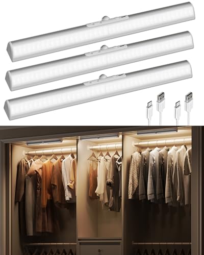 EZVALO 17-Inch Motion Sensor Closet Lights 3 Modes Rechargeable Battery