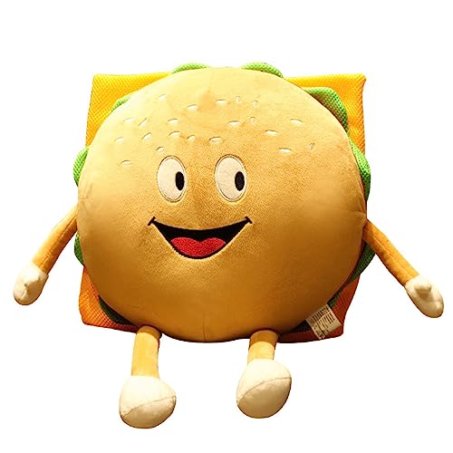 11.8" Cute Hamburger Plush Toy Funny Hamburger Plushie Pillow Toy Funny Stuffed Food Plush Toy Gift for Kid Room Decor Holiday Birthday Christmas Decoration