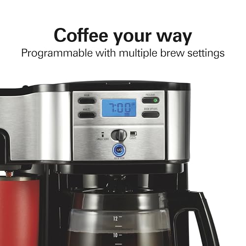 Hamilton Beach 2-Way Coffee Maker with 12-Cup Pot & Single-Serve - Black/Stainless Steel