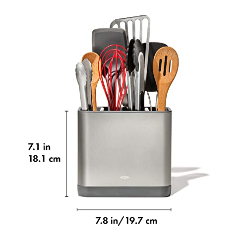 OXO Good Grips Large Adjustable Stainless Steel Utensil Organizer - Kitchen Tool Holder
