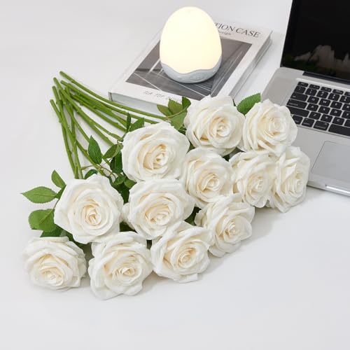 Ivory Artificial Roses Bulk Pack - 120 Long Stem Fake Flowers for Wedding & Decor