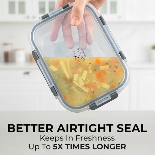 Glass Food Storage Containers Set 36oz Leak-Proof Meal Prep BPA-Free Borosilicate