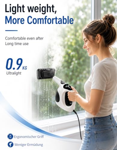 KZTUPJ Handheld Steam Cleaner - Fast 3s Heat, 400ML Tank, Lightweight & Multi-Surface