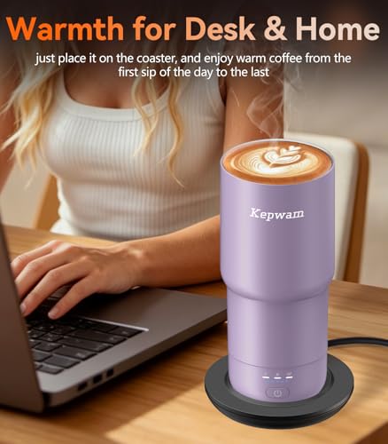 Kepwam Self-Heating Travel Mug 20oz, Leak-Proof & Large Capacity, Lilac Violet