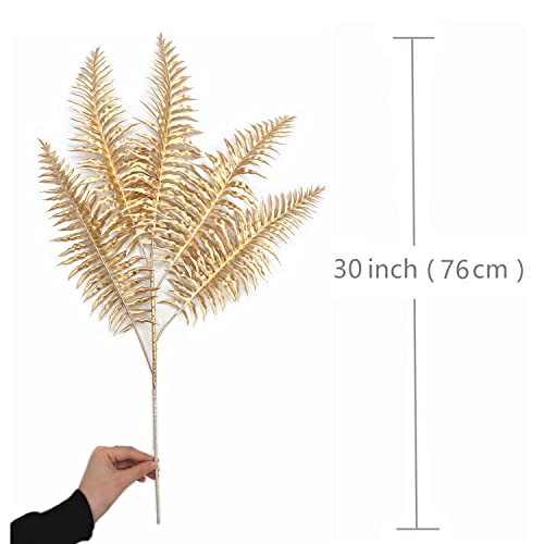 PASYOU Gold Boston Grass Faux Plants - 30 Inch 2 Bunches for Indoor Outdoor Decor