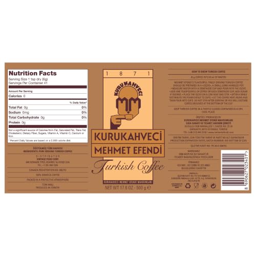 Turkish Coffee Medium Roast 17.6 oz Pack of 2 - Authentic Arabica Ground Coffee