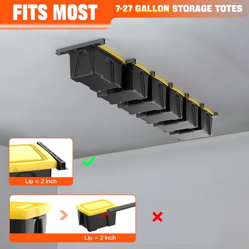 TORACK Garage Ceiling Bin Storage Rack, Overhead Tote Rails