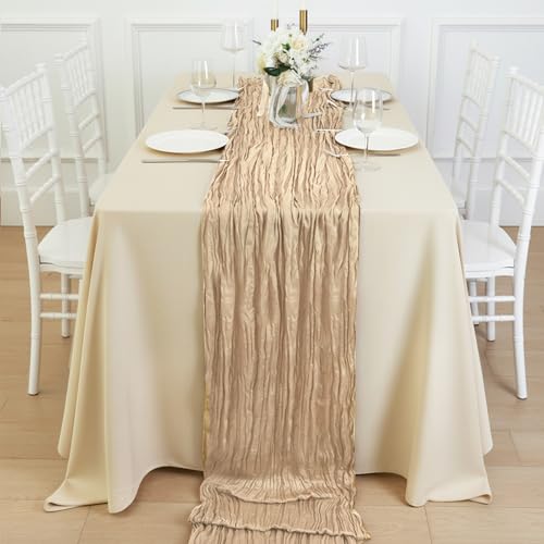 Fixwal Sand Cheesecloth Table Runner 8 Pack 120 Inch Boho Wedding Decor
