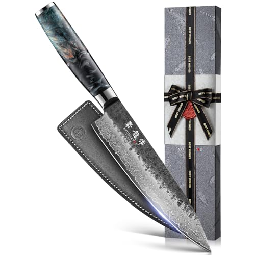8-Inch Japanese Chef Knife - Razor Sharp Hand-Forged Damascus VG10 Steel